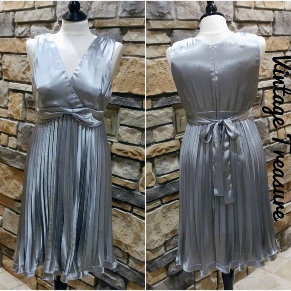 Rabbit Rabbit Rabbit Dresses & Skirts - Silver Satin Accordion Pleated Cocktail Dress